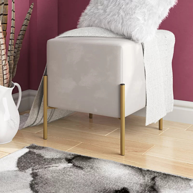 Leisure Velvet Pouf Ottoman Plain Square Water Resistant Ottoman Taverna White 1 Piece Clearhalo 'furn' 'furn_ottomans_poufs' 'Furniture' 'Living Room Furniture' 'Ottomans & Poufs' 'ottomans_poufs' 5770899