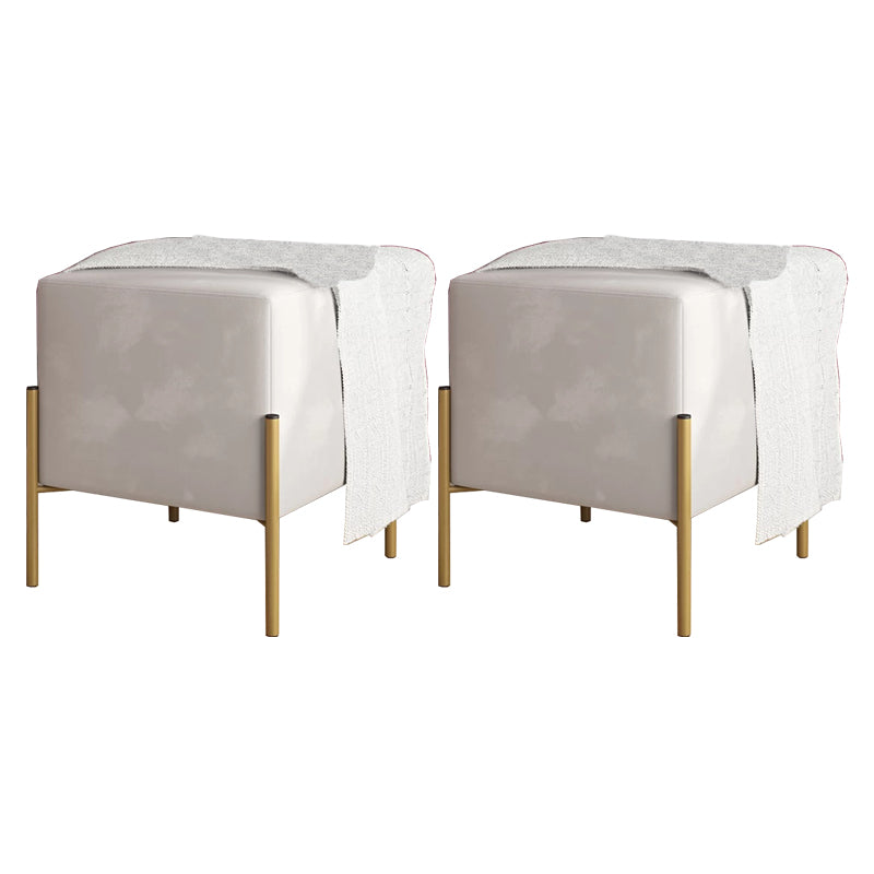 Leisure Velvet Pouf Ottoman Plain Square Water Resistant Ottoman Taverna White 2 Piece Set Clearhalo 'furn' 'furn_ottomans_poufs' 'Furniture' 'Living Room Furniture' 'Ottomans & Poufs' 'ottomans_poufs' 5770902