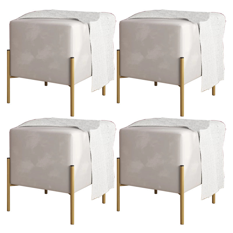 Leisure Velvet Pouf Ottoman Plain Square Water Resistant Ottoman Taverna White 4 Piece Set Clearhalo 'furn' 'furn_ottomans_poufs' 'Furniture' 'Living Room Furniture' 'Ottomans & Poufs' 'ottomans_poufs' 5770903