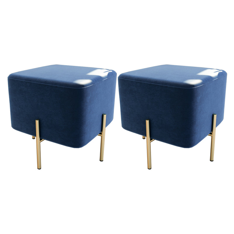Leisure Velvet Pouf Ottoman Plain Square Water Resistant Ottoman Taverna Royal Blue 2 Piece Set Clearhalo 'furn' 'furn_ottomans_poufs' 'Furniture' 'Living Room Furniture' 'Ottomans & Poufs' 'ottomans_poufs' 5770907