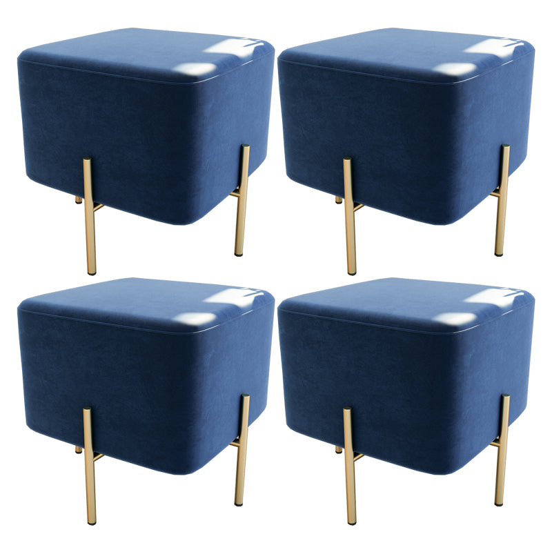 Leisure Velvet Pouf Ottoman Plain Square Water Resistant Ottoman Taverna Royal Blue 4 Piece Set Clearhalo 'furn' 'furn_ottomans_poufs' 'Furniture' 'Living Room Furniture' 'Ottomans & Poufs' 'ottomans_poufs' 5770908