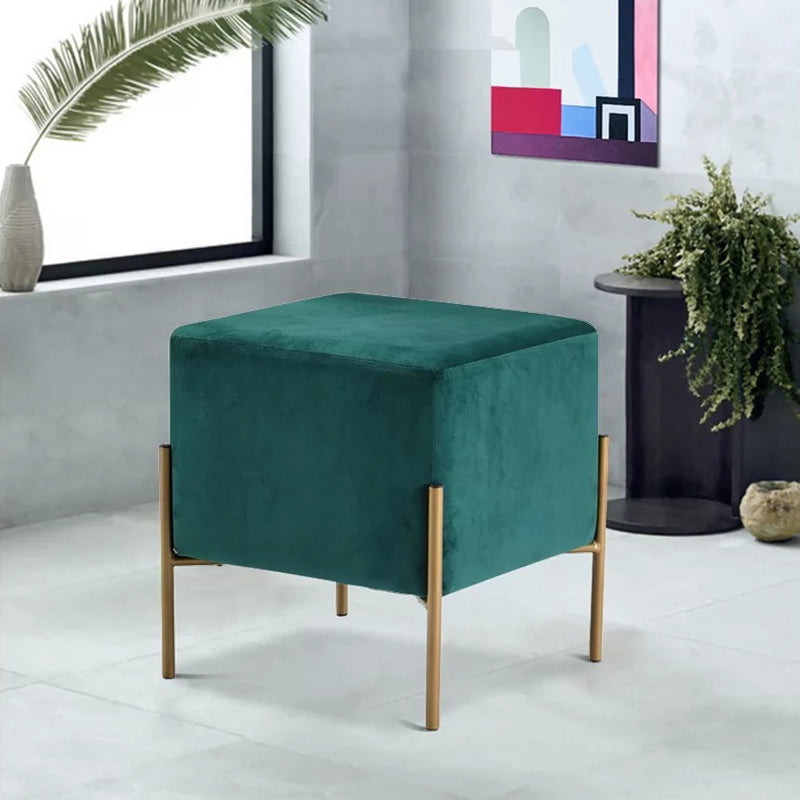 Leisure Velvet Pouf Ottoman Plain Square Water Resistant Ottoman Taverna Blackish Green 1 Piece Clearhalo 'furn' 'furn_ottomans_poufs' 'Furniture' 'Living Room Furniture' 'Ottomans & Poufs' 'ottomans_poufs' 5770909