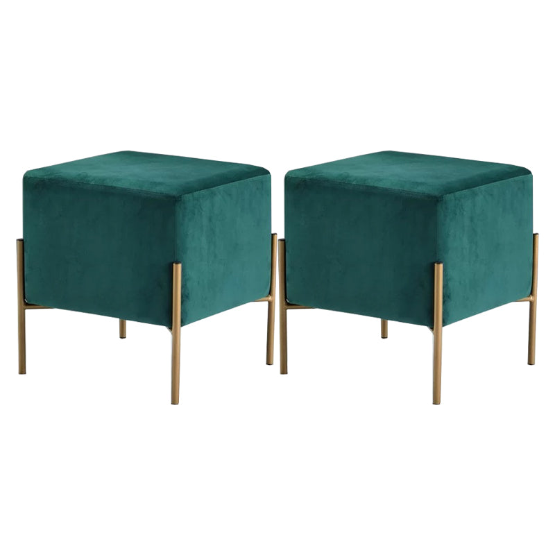 Leisure Velvet Pouf Ottoman Plain Square Water Resistant Ottoman Taverna Blackish Green 2 Piece Set Clearhalo 'furn' 'furn_ottomans_poufs' 'Furniture' 'Living Room Furniture' 'Ottomans & Poufs' 'ottomans_poufs' 5770910
