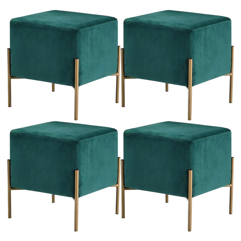 Leisure Velvet Pouf Ottoman Plain Square Water Resistant Ottoman Taverna Blackish Green 4 Piece Set Clearhalo 'furn' 'furn_ottomans_poufs' 'Furniture' 'Living Room Furniture' 'Ottomans & Poufs' 'ottomans_poufs' 5770911