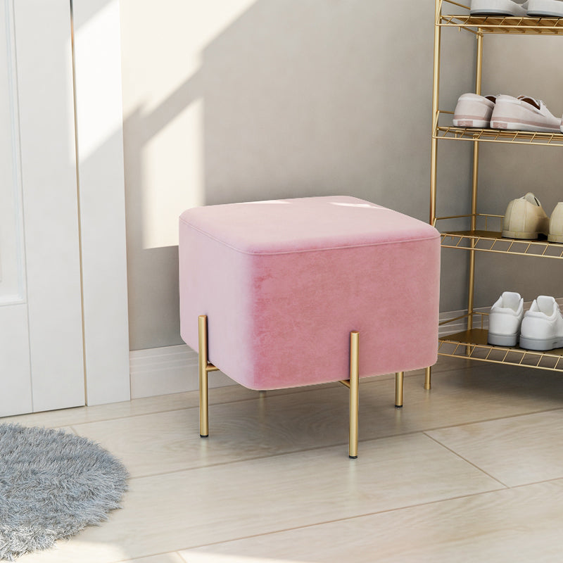 Leisure Velvet Pouf Ottoman Plain Square Water Resistant Ottoman Taverna Rose Bloom 1 Piece Clearhalo 'furn' 'furn_ottomans_poufs' 'Furniture' 'Living Room Furniture' 'Ottomans & Poufs' 'ottomans_poufs' 5770912
