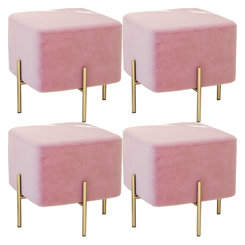 Leisure Velvet Pouf Ottoman Plain Square Water Resistant Ottoman Taverna Rose Bloom 4 Piece Set Clearhalo 'furn' 'furn_ottomans_poufs' 'Furniture' 'Living Room Furniture' 'Ottomans & Poufs' 'ottomans_poufs' 5770914