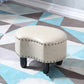 Modern Irregular Leather Ottoman Water Resistant Footstool Ottoman with Nailhead Trim 16.5"L x 12"W x 11"H Grey 1 Piece Clearhalo 'furn' 'furn_ottomans_poufs' 'Furniture' 'Living Room Furniture' 'Ottomans & Poufs' 'ottomans_poufs' 5770923