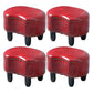 Modern Irregular Leather Ottoman Water Resistant Footstool Ottoman with Nailhead Trim 16.5"L x 12"W x 11"H Red 4 Piece Set Clearhalo 'furn' 'furn_ottomans_poufs' 'Furniture' 'Living Room Furniture' 'Ottomans & Poufs' 'ottomans_poufs' 5770932