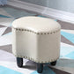 Modern Irregular Leather Ottoman Water Resistant Footstool Ottoman with Nailhead Trim 16.5"L x 12"W x 16"H Grey 1 Piece Clearhalo 'furn' 'furn_ottomans_poufs' 'Furniture' 'Living Room Furniture' 'Ottomans & Poufs' 'ottomans_poufs' 5770950