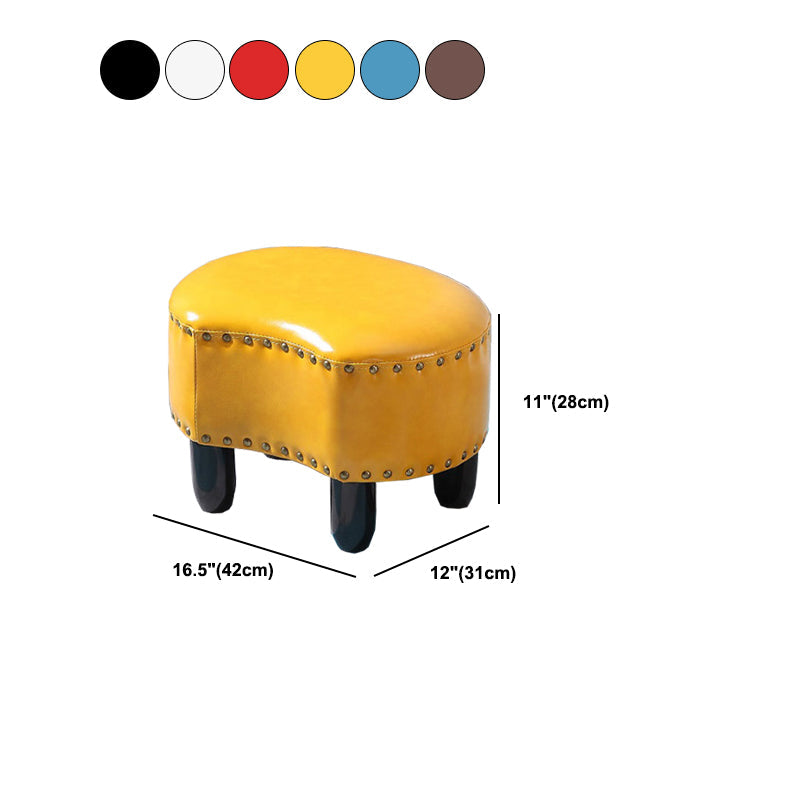 Modern Irregular Leather Ottoman Water Resistant Footstool Ottoman with Nailhead Trim Clearhalo 'furn' 'furn_ottomans_poufs' 'Furniture' 'Living Room Furniture' 'Ottomans & Poufs' 'ottomans_poufs' 5770965
