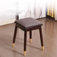 Glam Pouf Ottoman Faux Leather Upholstered Solid Wood Frame Square Ottoman