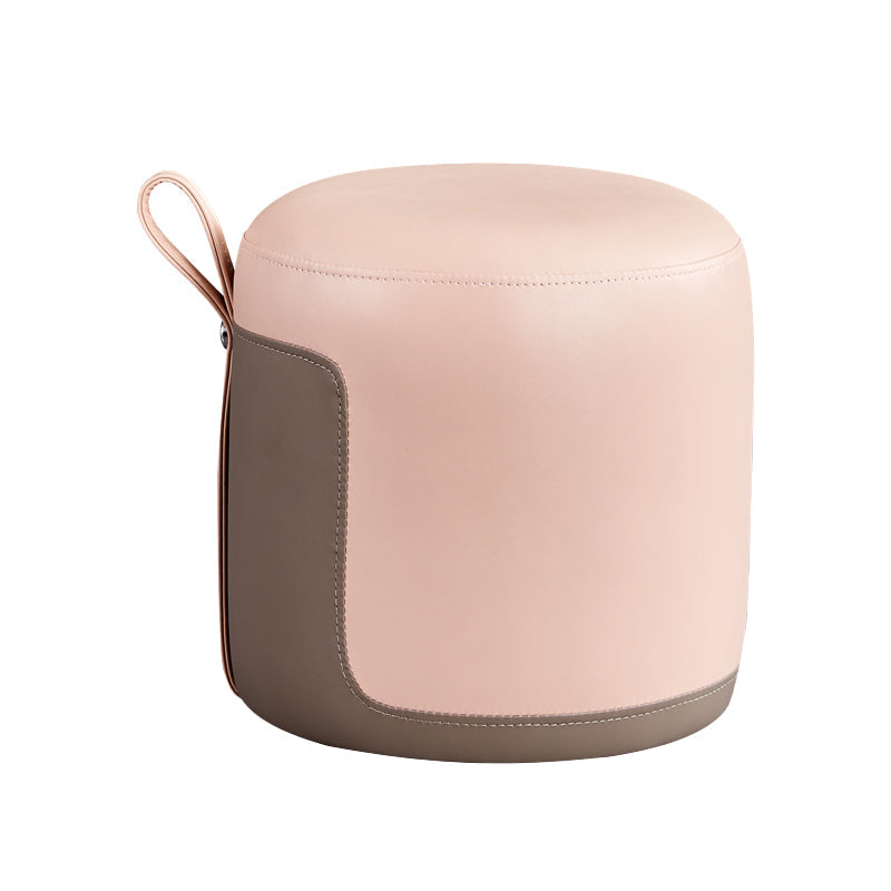 Pannello di contrasto ottomano moderno in pelle vera in pelle rotonda al coperto