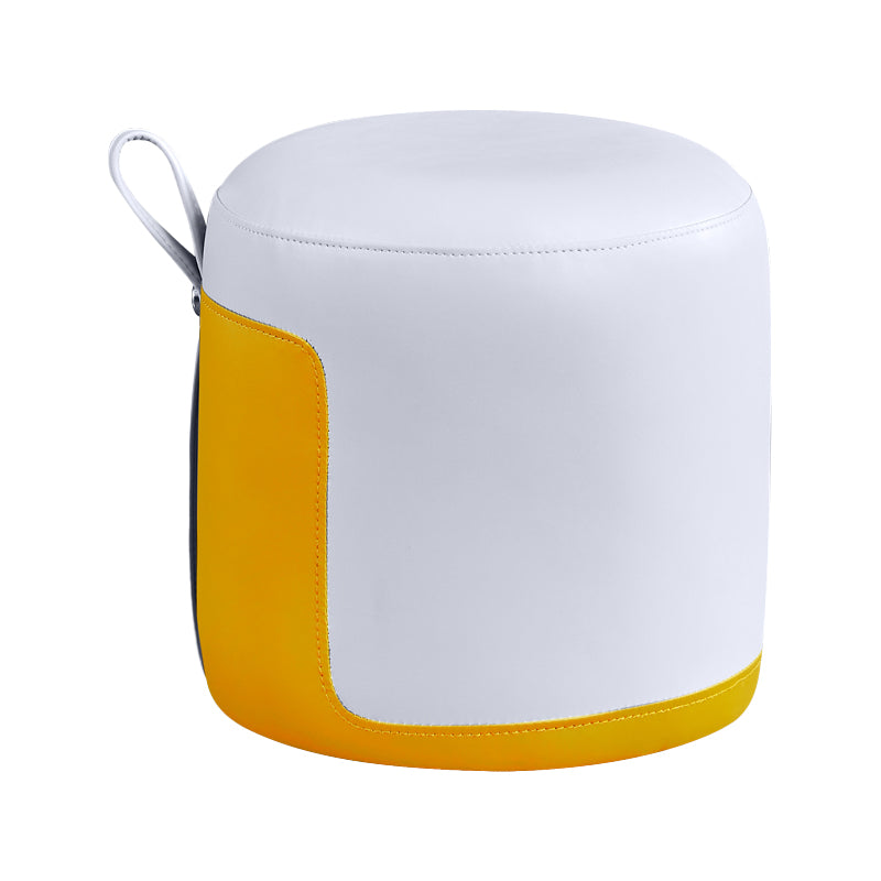 Pannello di contrasto ottomano moderno in pelle vera in pelle rotonda al coperto