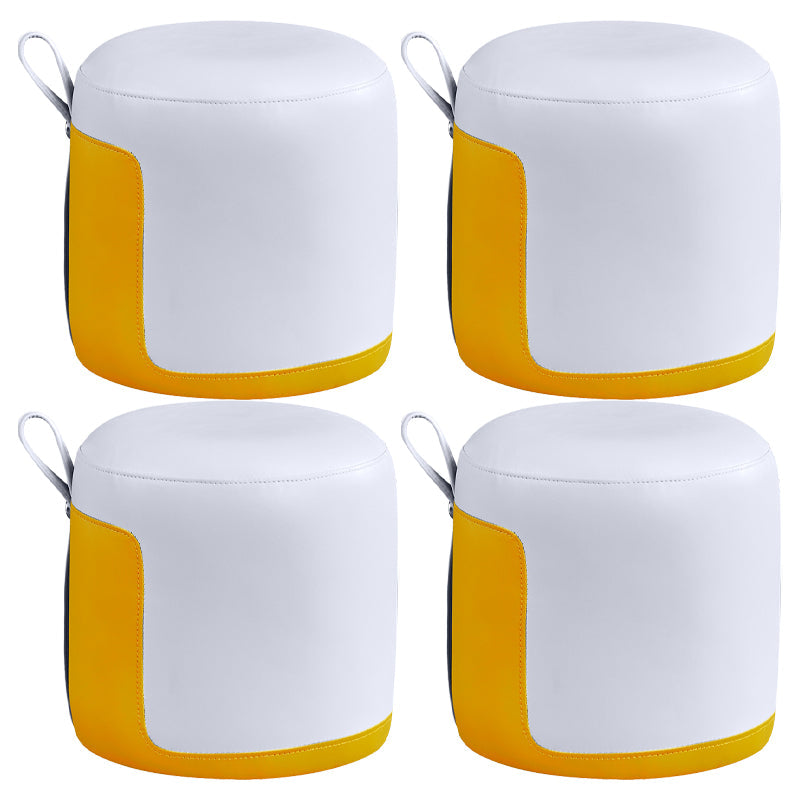 Pannello di contrasto ottomano moderno in pelle vera in pelle rotonda al coperto