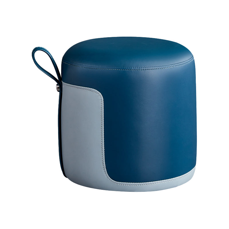 Pannello di contrasto ottomano moderno in pelle vera in pelle rotonda al coperto