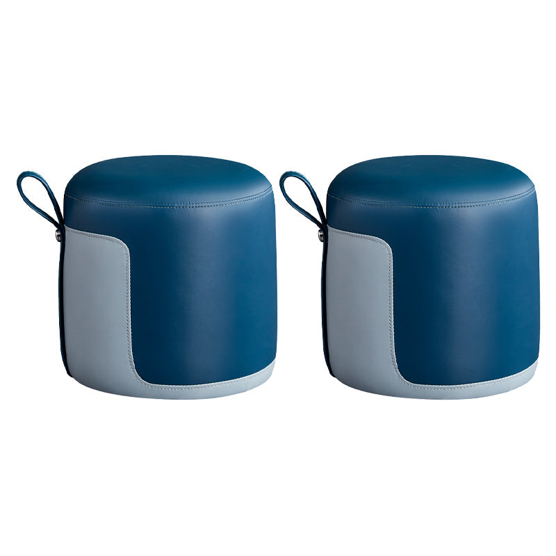 Pannello di contrasto ottomano moderno in pelle vera in pelle rotonda al coperto