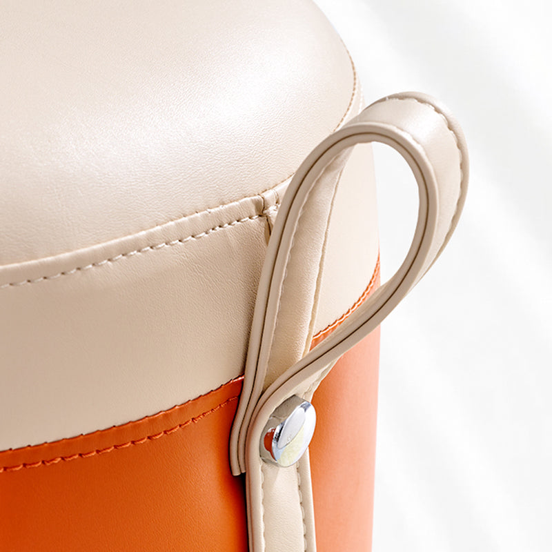 Panel de contraste otomano moderno de cuero interior de cuero redondo