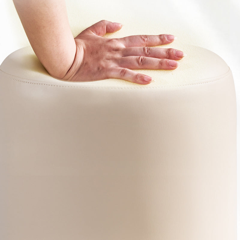 Modern Ottoman Contrast Panel Genuine Leather Indoor Round Pouf