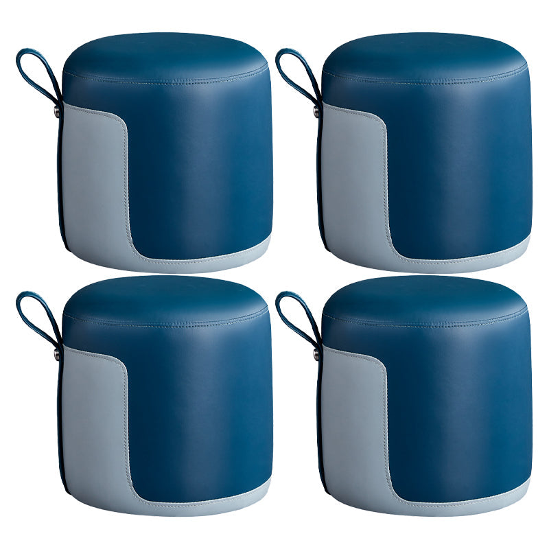 Pannello di contrasto ottomano moderno in pelle vera in pelle rotonda al coperto