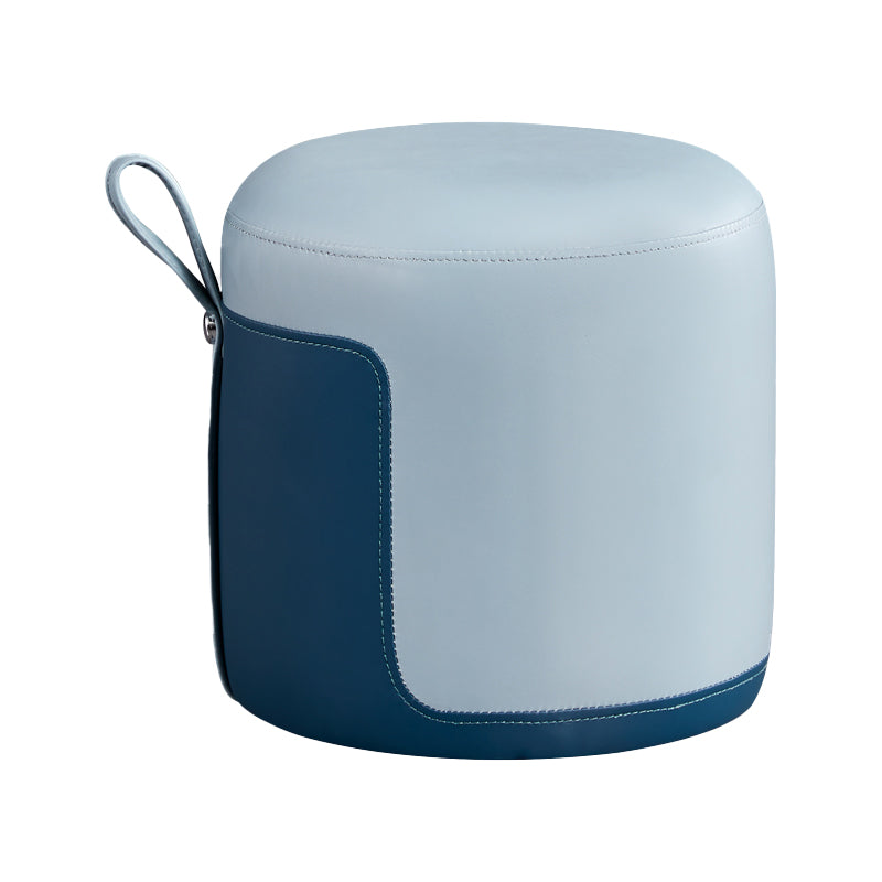 Moderne osmanische Kontrastplatte echter Leder in der Innenrunde Pouf