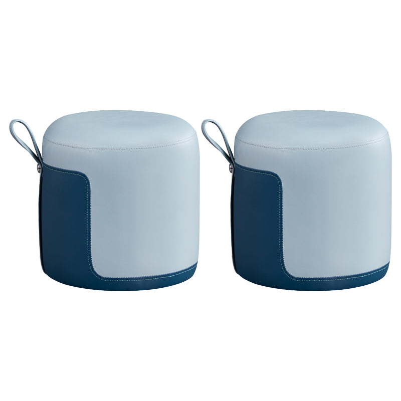 Pannello di contrasto ottomano moderno in pelle vera in pelle rotonda al coperto