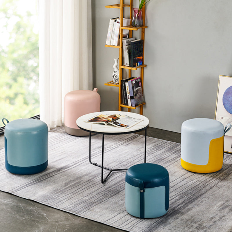 Panel de contraste otomano moderno de cuero interior de cuero redondo