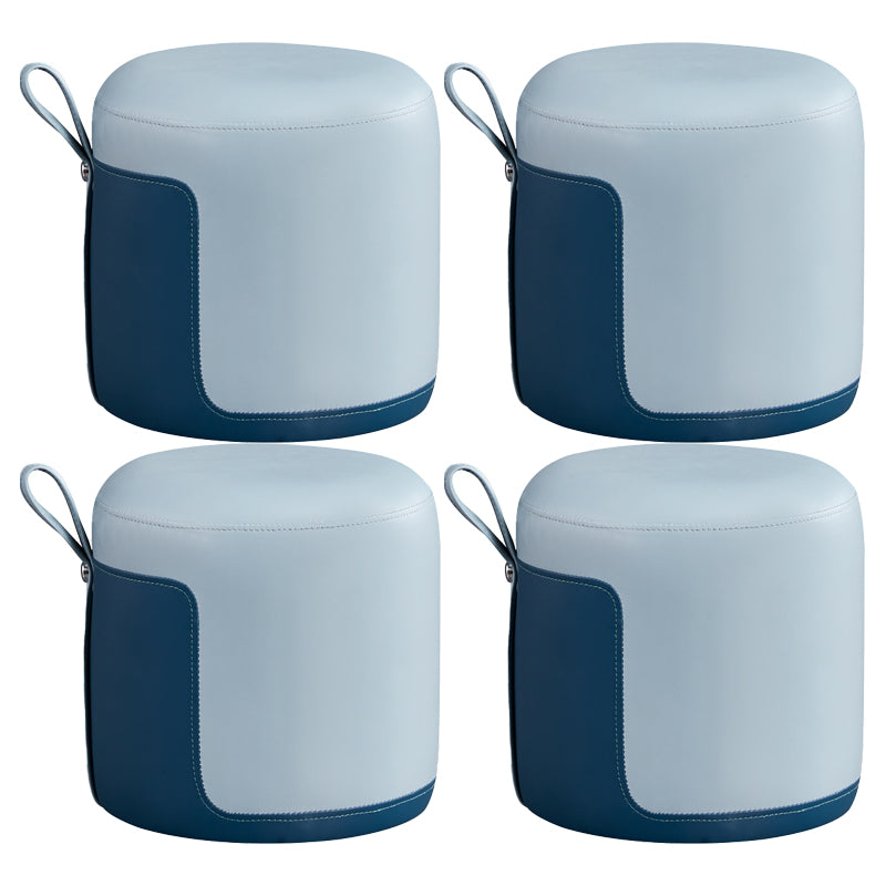 Pannello di contrasto ottomano moderno in pelle vera in pelle rotonda al coperto