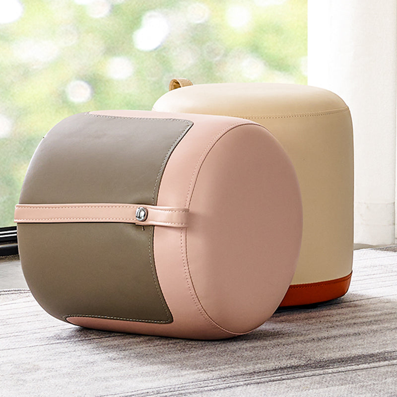 Panel de contraste otomano moderno de cuero interior de cuero redondo