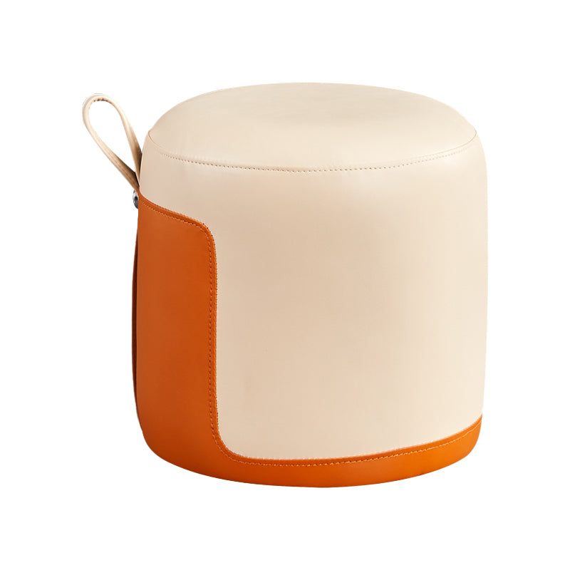 Pannello di contrasto ottomano moderno in pelle vera in pelle rotonda al coperto