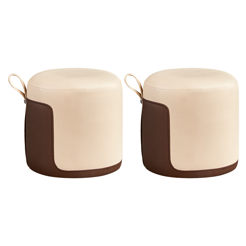 Panel de contraste otomano moderno de cuero interior de cuero redondo