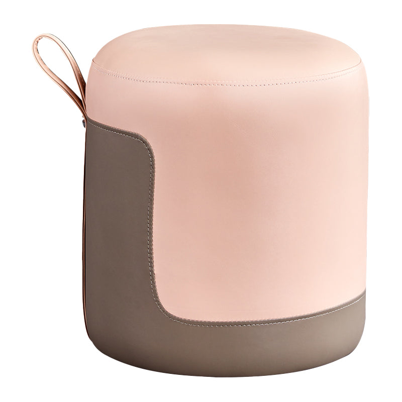 Pannello di contrasto ottomano moderno in pelle vera in pelle rotonda al coperto