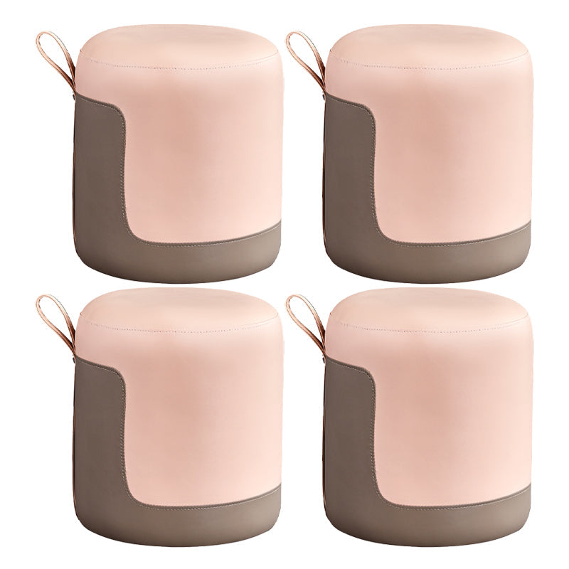 Pannello di contrasto ottomano moderno in pelle vera in pelle rotonda al coperto