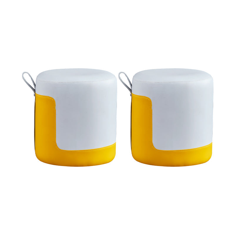 Modern Ottomaans contrastpaneel Echt lederen binnenronde Pouf