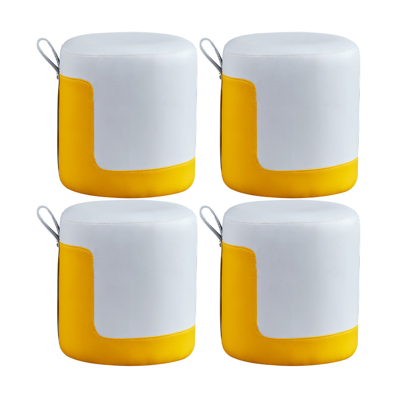 Pannello di contrasto ottomano moderno in pelle vera in pelle rotonda al coperto