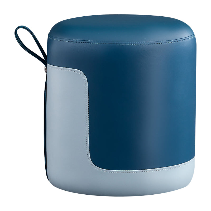 モダンオットマンコントラストパネル本物の革の屋内ラウンドプーフ