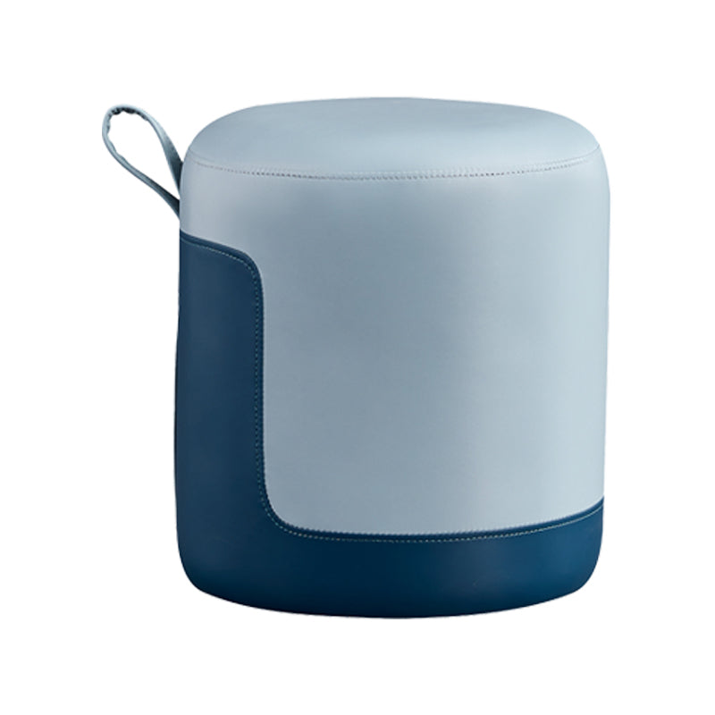 Pannello di contrasto ottomano moderno in pelle vera in pelle rotonda al coperto