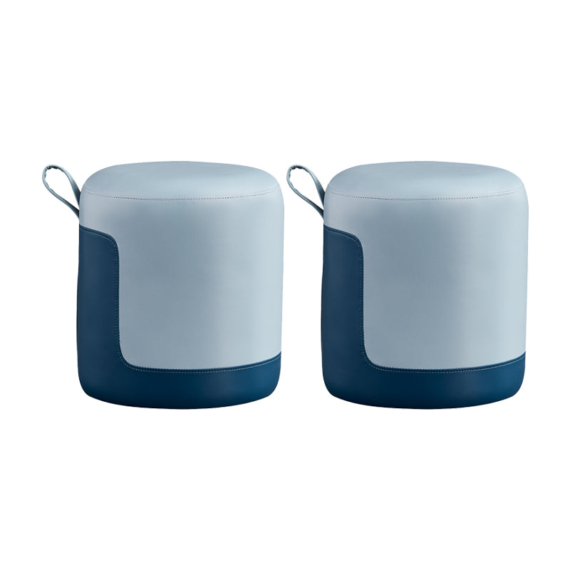 Pannello di contrasto ottomano moderno in pelle vera in pelle rotonda al coperto