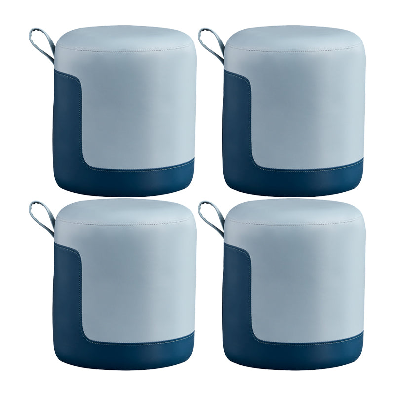 Moderne osmanische Kontrastplatte echter Leder in der Innenrunde Pouf