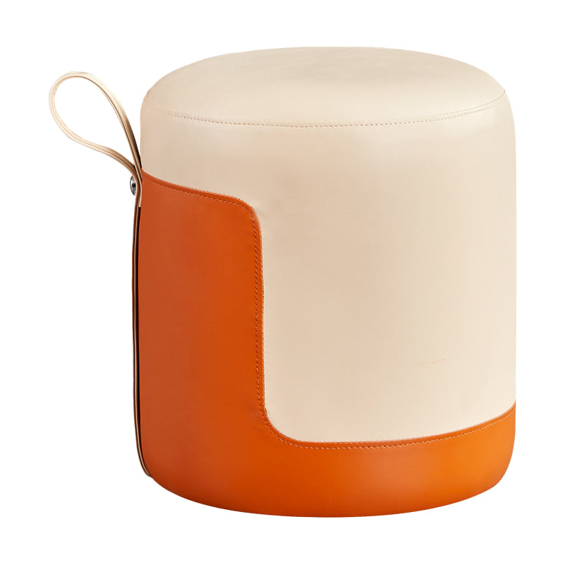 Pannello di contrasto ottomano moderno in pelle vera in pelle rotonda al coperto