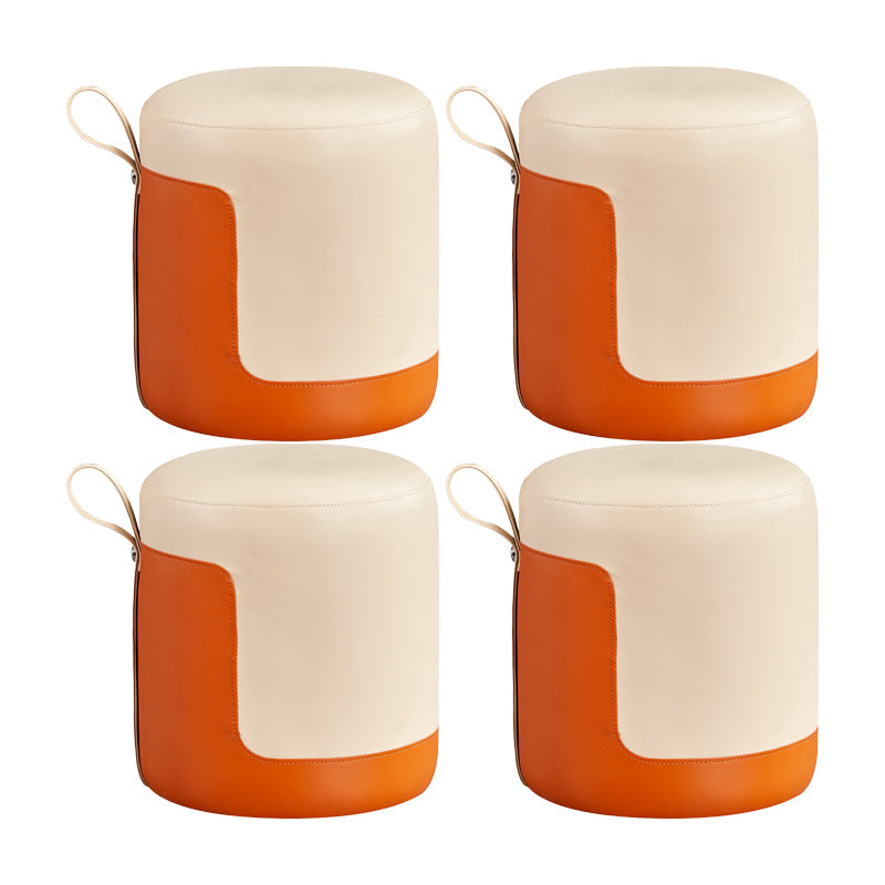 Pannello di contrasto ottomano moderno in pelle vera in pelle rotonda al coperto