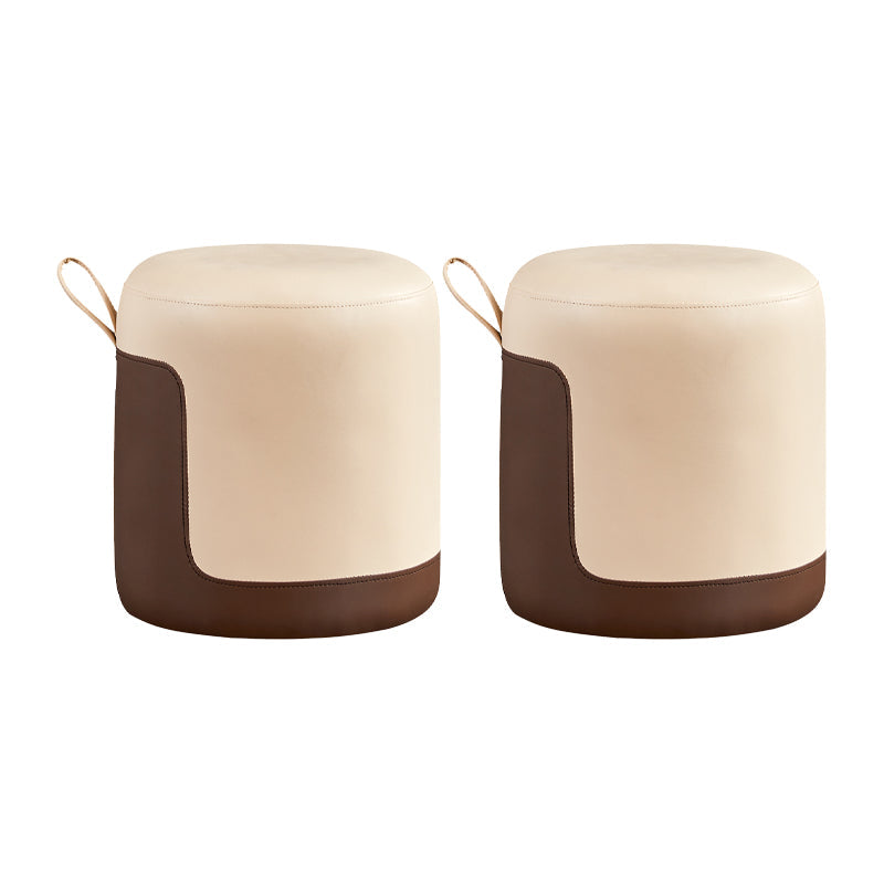 Pannello di contrasto ottomano moderno in pelle vera in pelle rotonda al coperto