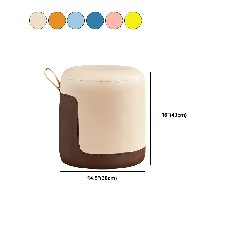 Pannello di contrasto ottomano moderno in pelle vera in pelle rotonda al coperto