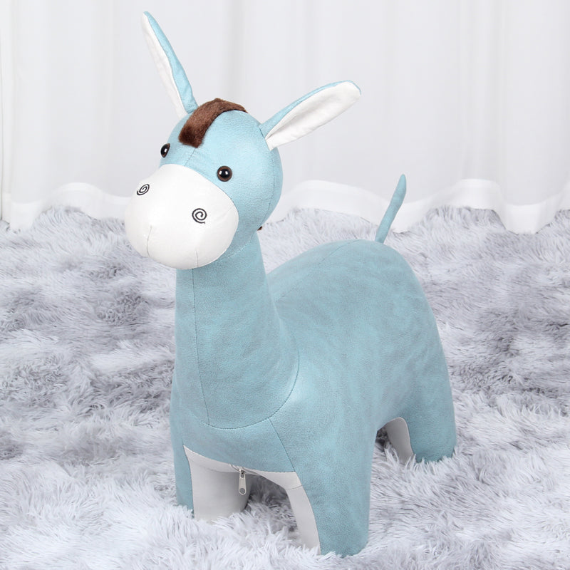 Modern Velvet Pouf Ottoman Contrast Color Donkey Shape Stain Resistant Pouf Chair