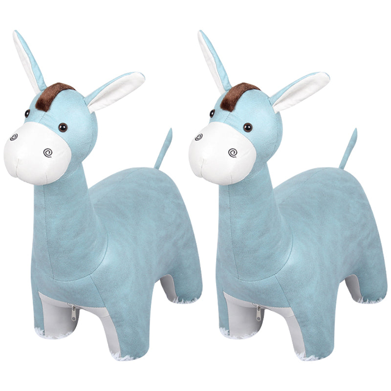 Modern Velvet Pouf Ottoman Contrast Color Donkey Shape Stain Resistant Pouf Chair