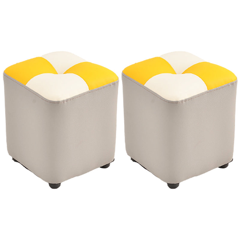 Modern Yellow Cube Water Resistant Color Piece Leather Indoor Cube