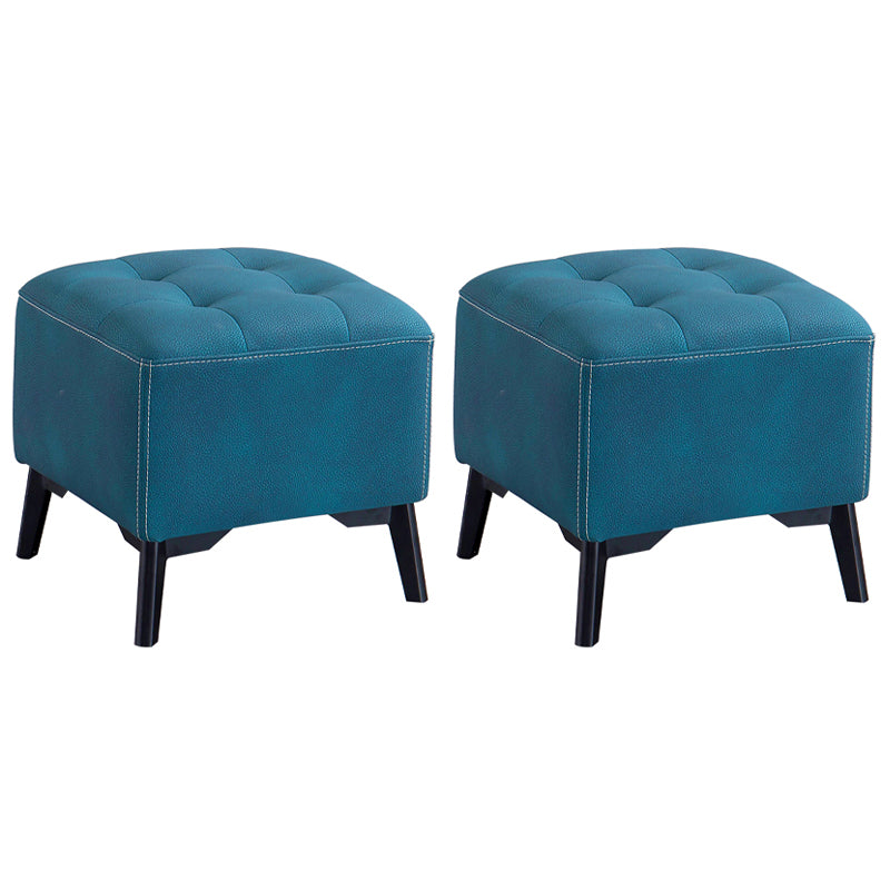 Contemporary Plain Chair Ottoman Plain Cotton Tufted Footstool Ottoman Blue 2 Piece Set Yes Clearhalo 'furn' 'furn_ottomans_poufs' 'Furniture' 'Living Room Furniture' 'Ottomans & Poufs' 'ottomans_poufs' 5771232