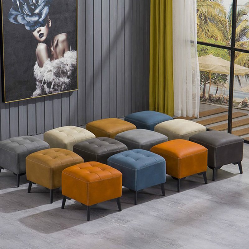 Contemporary Plain Chair Ottoman Plain Cotton Tufted Footstool Ottoman Clearhalo 'furn' 'furn_ottomans_poufs' 'Furniture' 'Living Room Furniture' 'Ottomans & Poufs' 'ottomans_poufs' 5771235