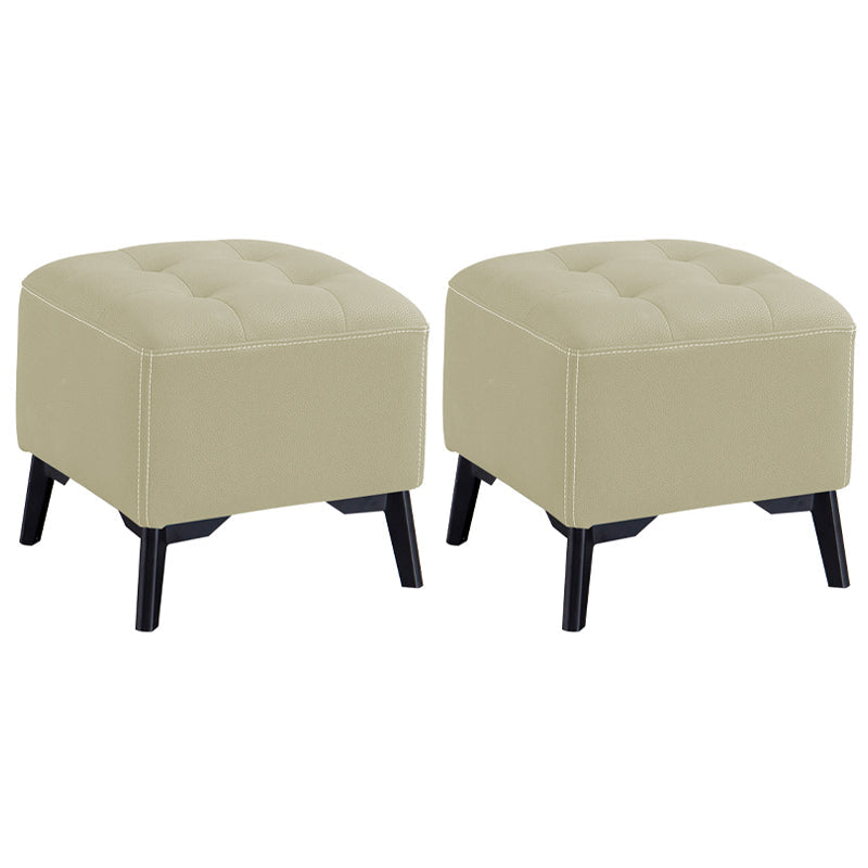 Contemporary Plain Chair Ottoman Plain Cotton Tufted Footstool Ottoman Off-White 2 Piece Set Yes Clearhalo 'furn' 'furn_ottomans_poufs' 'Furniture' 'Living Room Furniture' 'Ottomans & Poufs' 'ottomans_poufs' 5771237