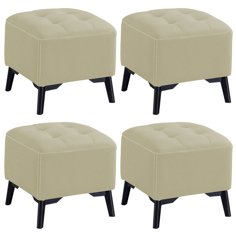Contemporary Plain Chair Ottoman Plain Cotton Tufted Footstool Ottoman Off-White 4 Piece Set Yes Clearhalo 'furn' 'furn_ottomans_poufs' 'Furniture' 'Living Room Furniture' 'Ottomans & Poufs' 'ottomans_poufs' 5771238
