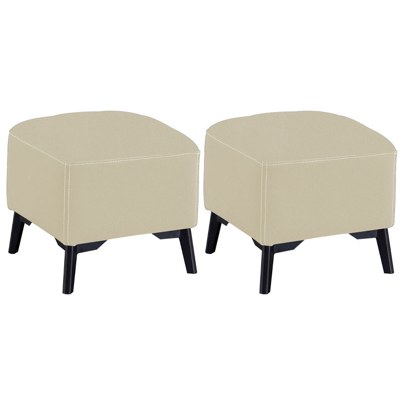 Contemporary Plain Chair Ottoman Plain Cotton Tufted Footstool Ottoman Off-White 2 Piece Set No Clearhalo 'furn' 'furn_ottomans_poufs' 'Furniture' 'Living Room Furniture' 'Ottomans & Poufs' 'ottomans_poufs' 5771240